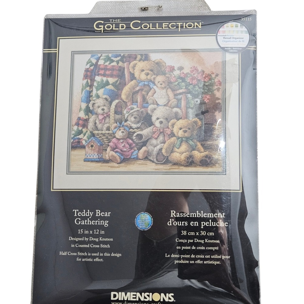 Dimensions NWT Teddy Bear Gathering Cross Stitch Kit 15x12 Multi Doug Knutson